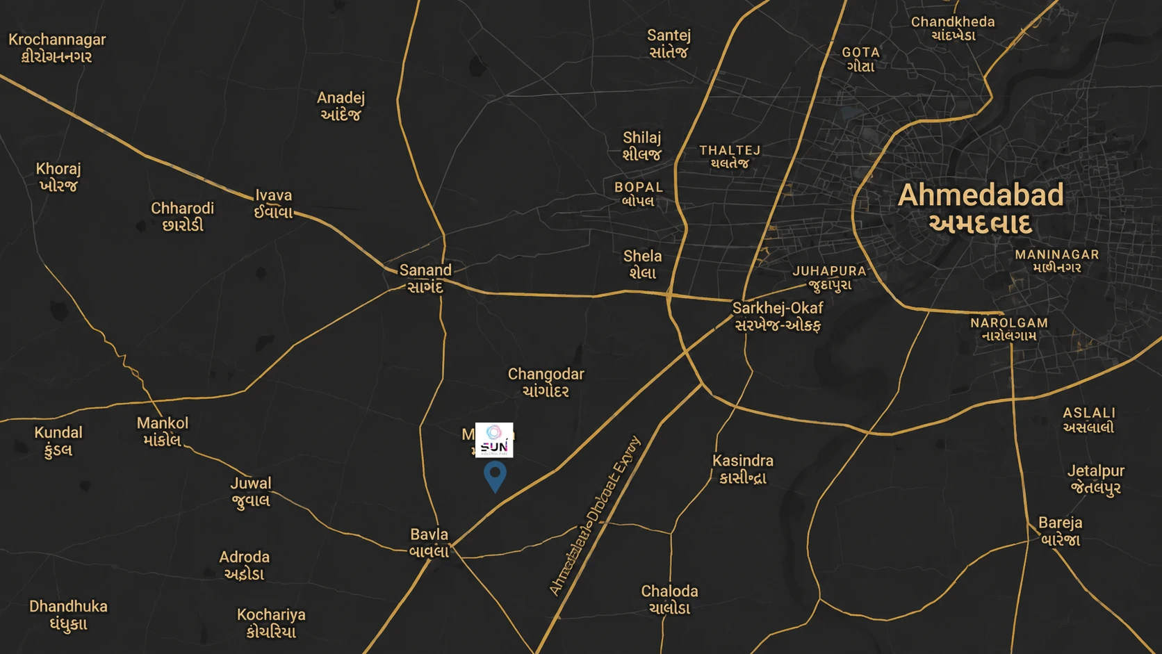 Sun Industrial Park location near Changodar